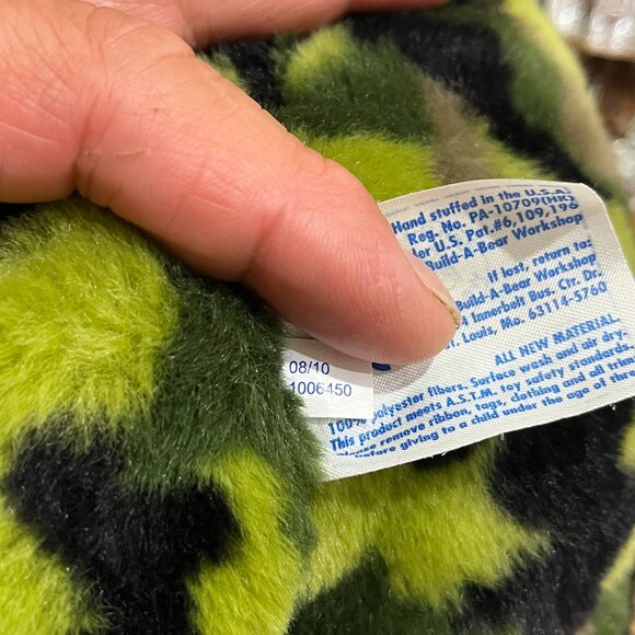 Retired Green Army Military Camo 2010 Build a Bear BABW Camouflage - Picture 8 of 9